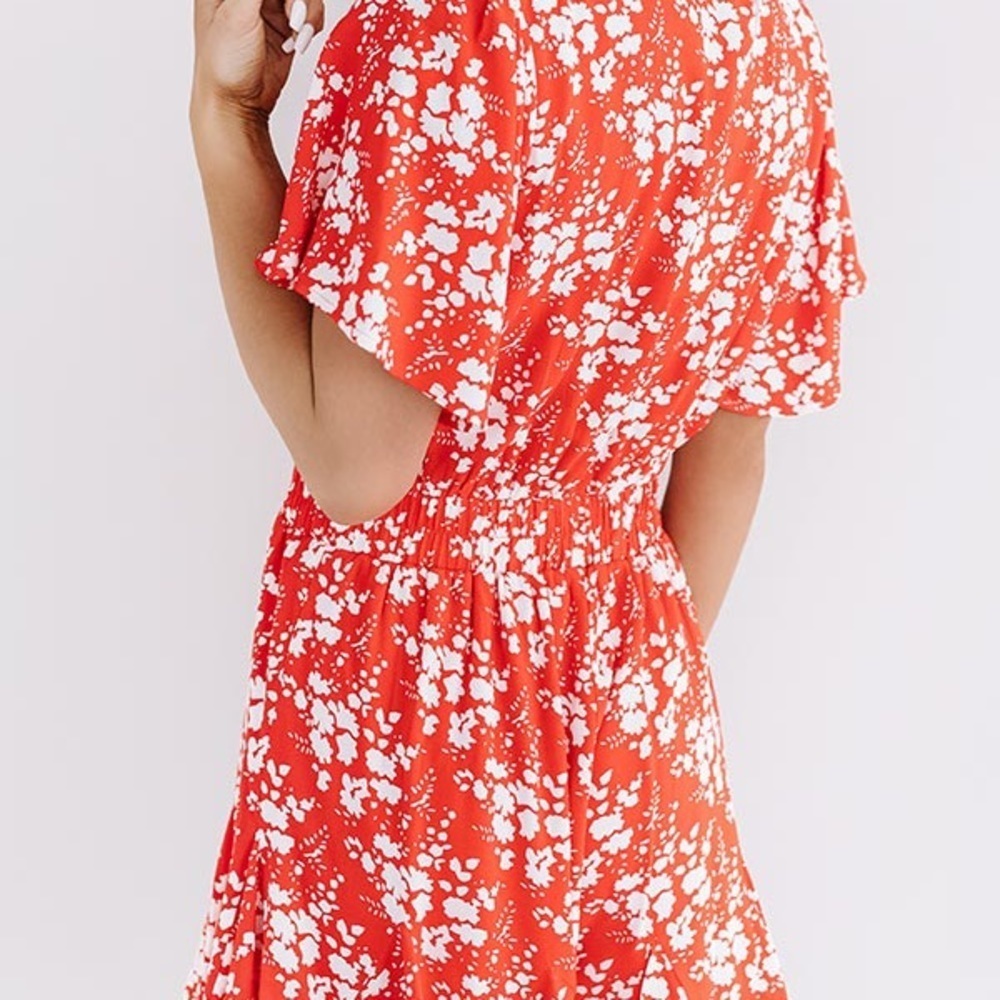 Floral Red Women's Jumpsuit - Picture 2 of 7